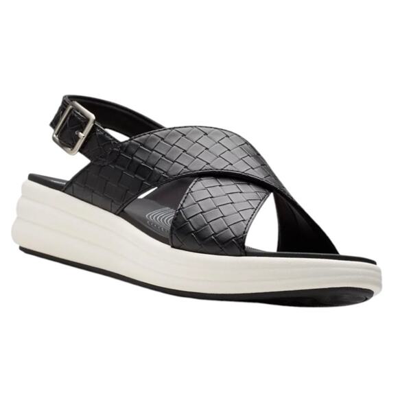 Clarks Women's Drift Sun Slip On Slingback Wedge Sandals Black Size 7 1/2 W - Picture 1 of 5